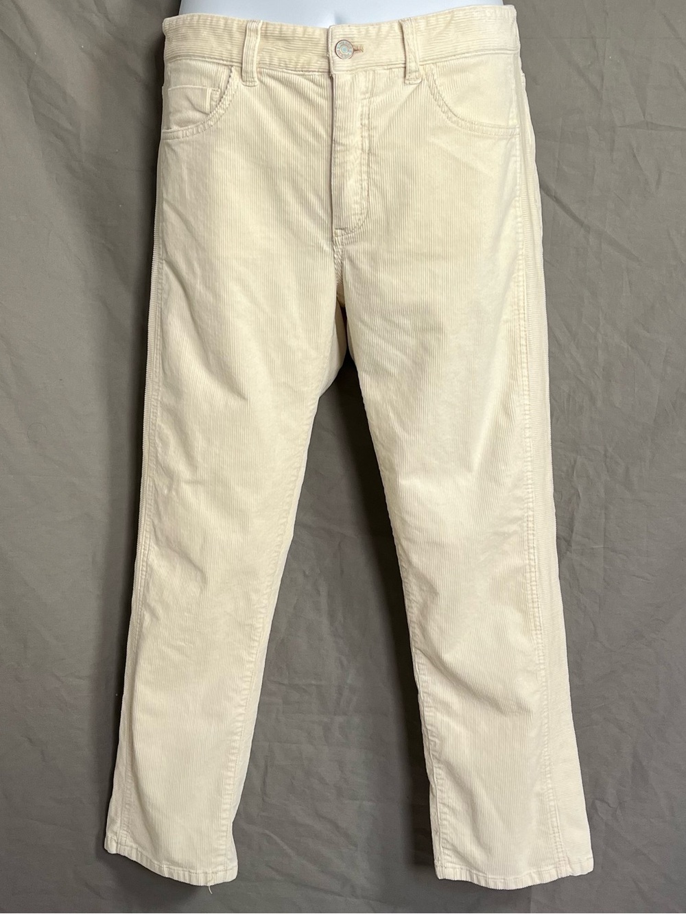 Anthropologie Pilcro Slim Boyfriend Cream Velvet Soft Corduroy Pants (30P / 10P)